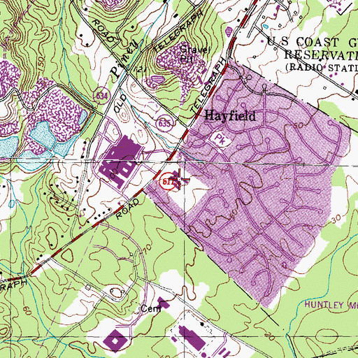 Topographic Map of Hayfield Elementary School, VA