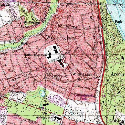 Topographic Map of Hollin Hall Shopping Center, VA