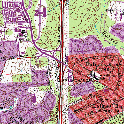 Topographic Map of Interchange 7, VA