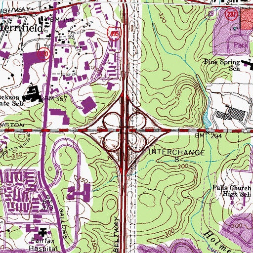 Topographic Map of Interchange 8, VA