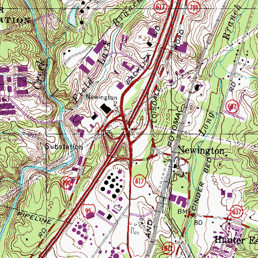 Topographic Map of Interchange 166, VA
