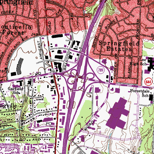 Topographic Map of Interchange 169, VA