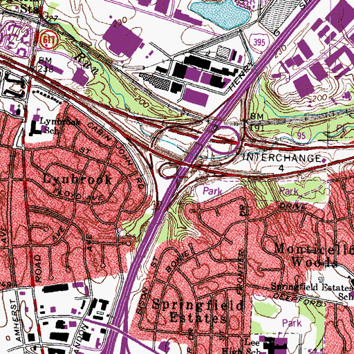 Topographic Map of Interchange 170, VA