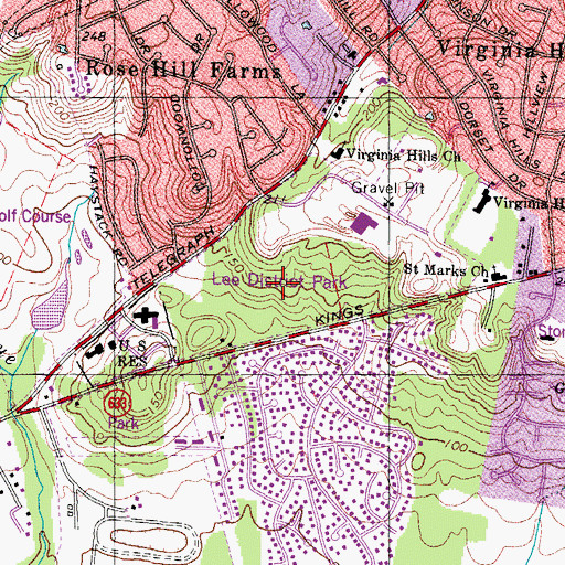 Topographic Map of Lee District Park, VA