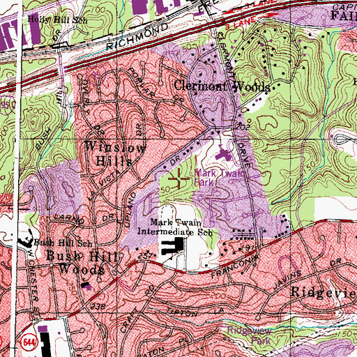 Topographic Map of Mark Twain Park, VA
