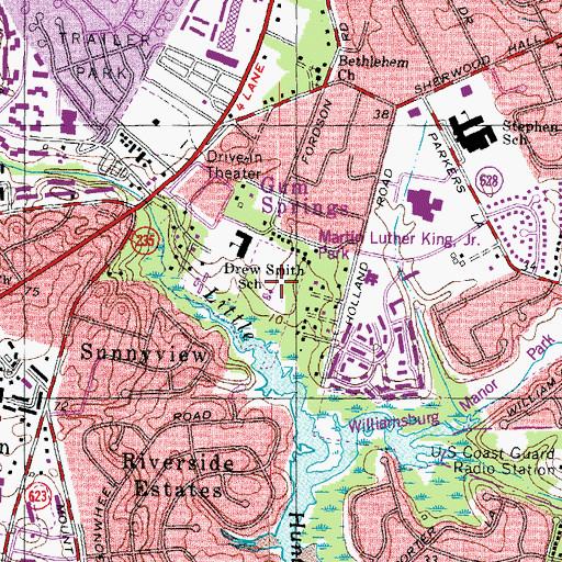 Topographic Map of Martin Luthern King Junior Park, VA