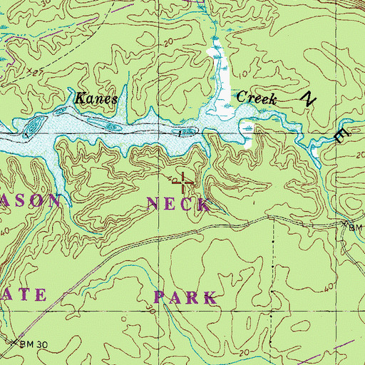 Topographic Map of Mason Neck State Park, VA