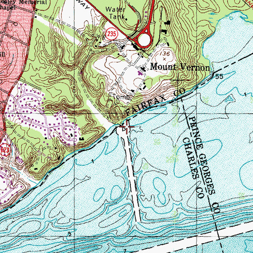 Topographic Map of Mount Vernon Wharf, VA