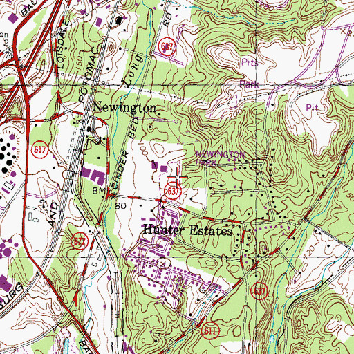 Topographic Map of Newington Park, VA