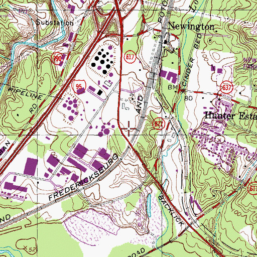 Topographic Map of Newington Post Office, VA