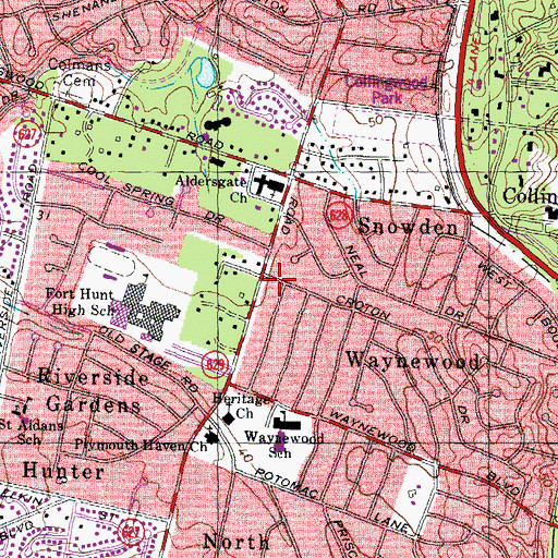 Topographic Map of Piscataway Neck, VA