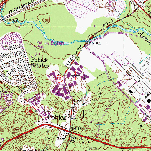 Topographic Map of Pohick Industrial Park, VA