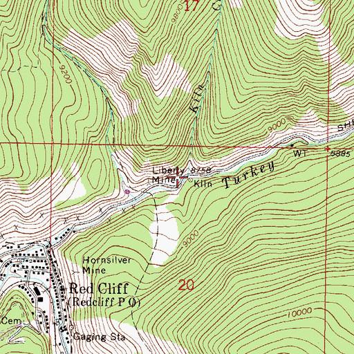 Topographic Map of Kiln Creek, CO