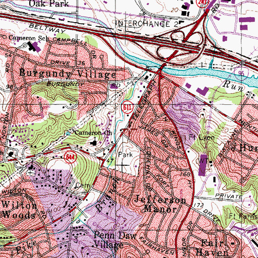 Topographic Map of Telegraph Shopping Center, VA