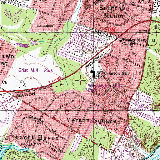 Topographic Map of Washington Mill Park, VA