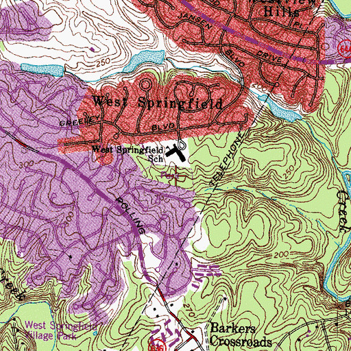 Topographic Map of West Springfield Park, VA