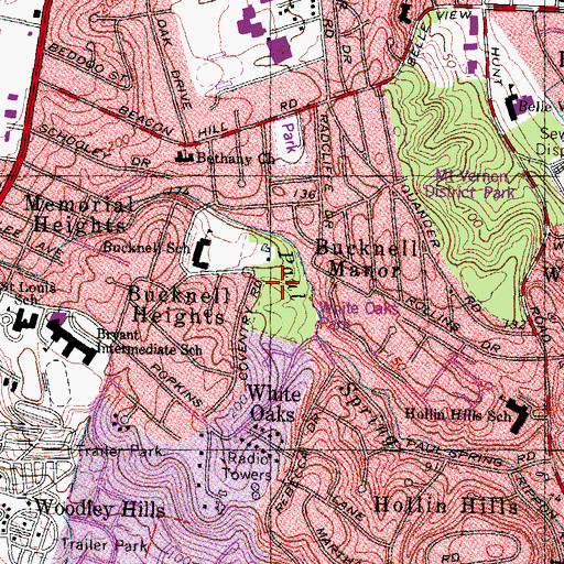 Topographic Map of White Oaks Park, VA