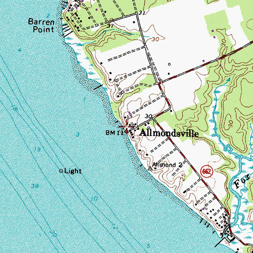 Topographic Map of Allmonds Wharf, VA