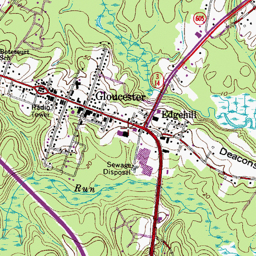 Topographic Map of Edgehill Shopping Center, VA