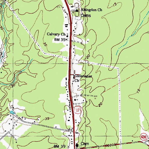 Topographic Map of Gloucester Church, VA