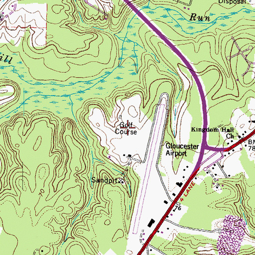 Topographic Map of Gloucester Golf Course, VA
