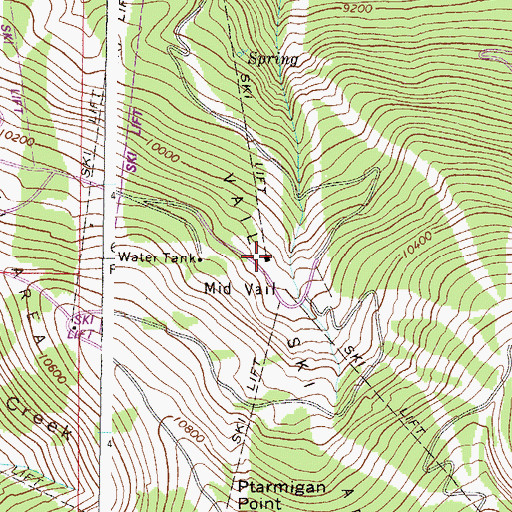 Topographic Map of Mid Vail, CO