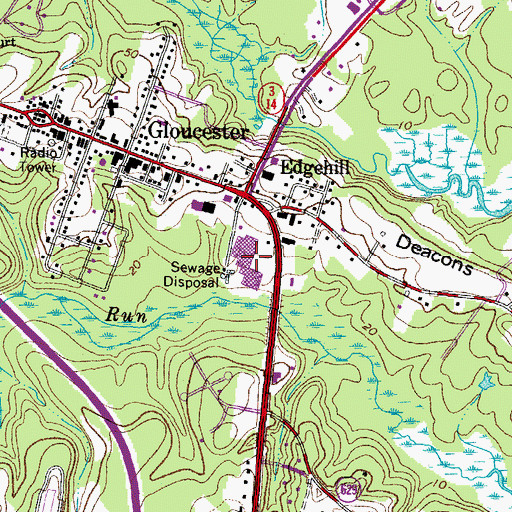 Topographic Map of Grace City Shopping Center, VA