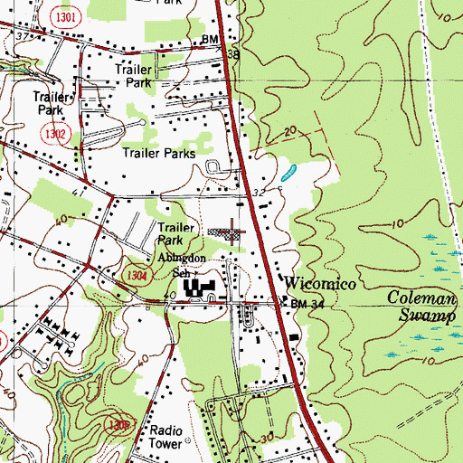 Topographic Map of Hayes Stores Shopping Center, VA