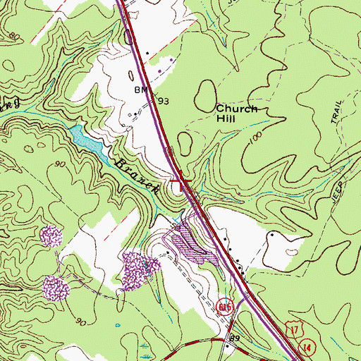 Topographic Map of Petsworth Church (historical), VA