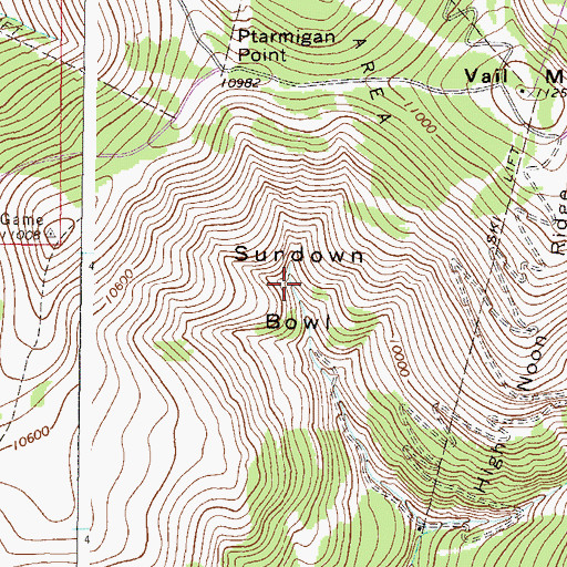 Topographic Map of Sundown Bowl, CO