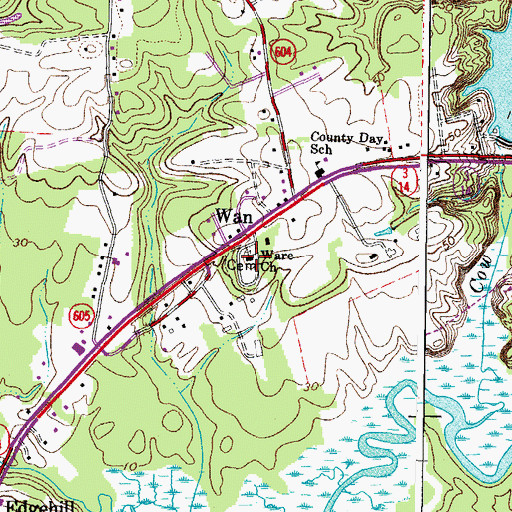 Topographic Map of Ware Cemetery, VA