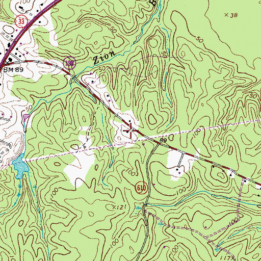 Topographic Map of Zion Branch School (historical), VA