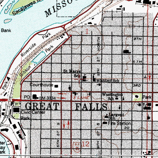 Topographic Map of Saint Anns Cathedral, MT