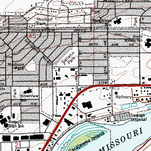 Topographic Map of Saint Luke the Evangelist Catholic Church, MT