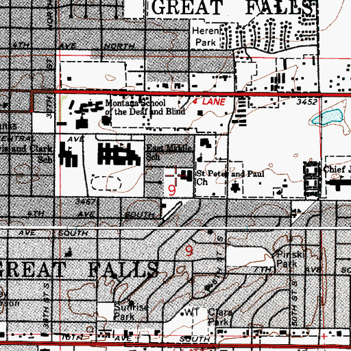 Topographic Map of Saints Peter and Paul Church, MT