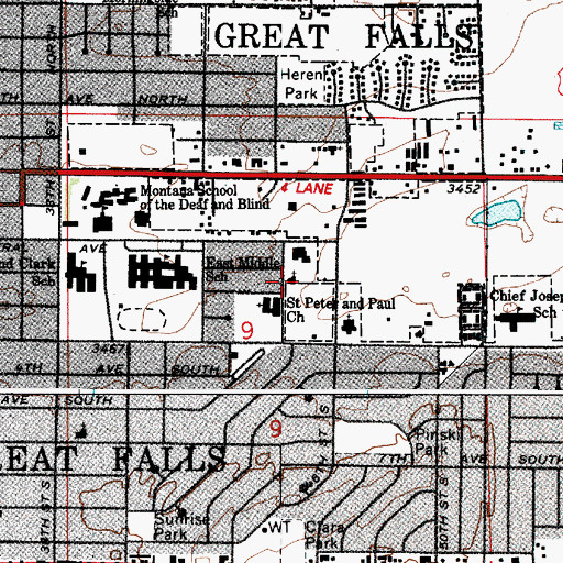 Topographic Map of Saint Francis Episcopal Church, MT