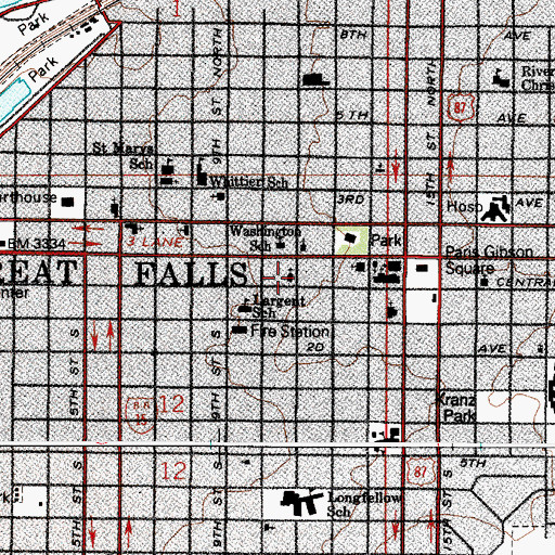 Topographic Map of Central Christian Church, MT