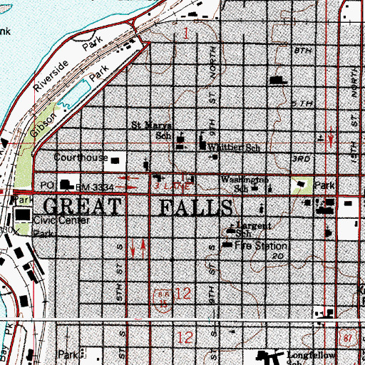 Topographic Map of First English Lutheran Church, MT