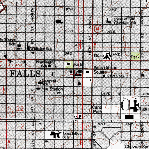 Topographic Map of First Presbyterian Church, MT