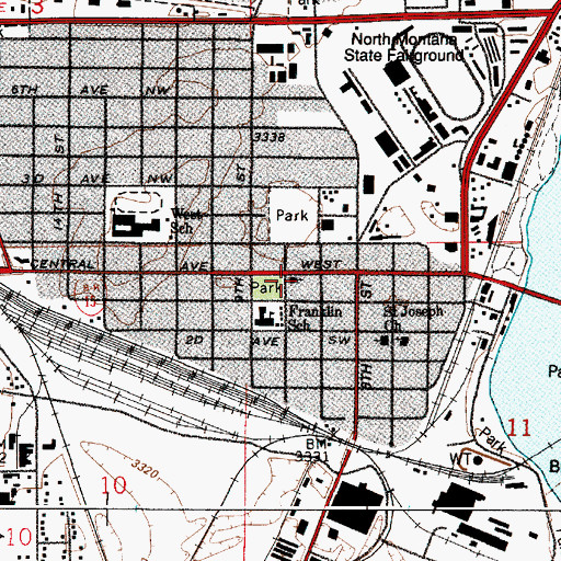 Topographic Map of Westside United Methodist Church, MT
