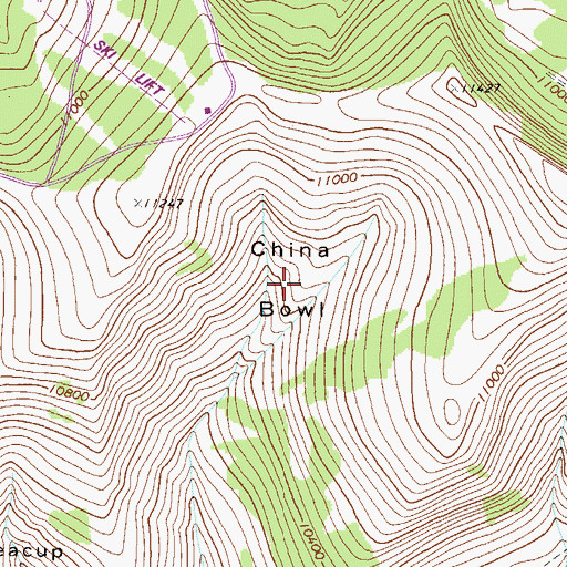 Topographic Map of China Bowl, CO