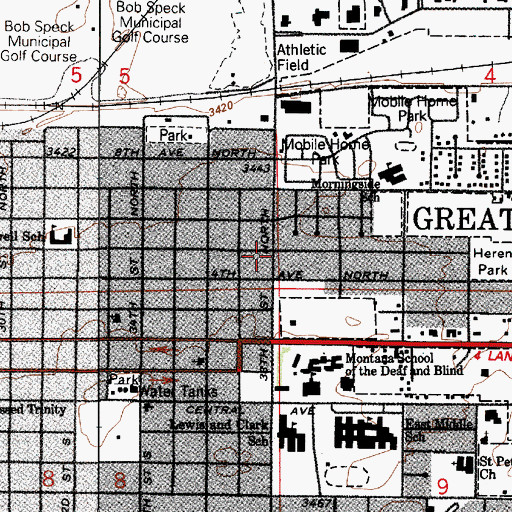 Topographic Map of Alexander Temple Church of God in Christ, MT
