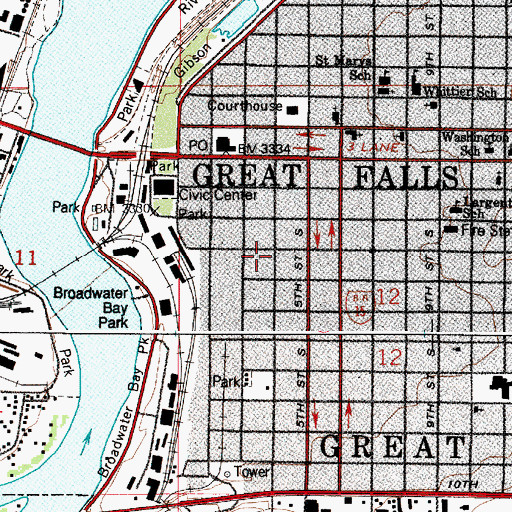 Topographic Map of Great Falls Rescue Mission, MT