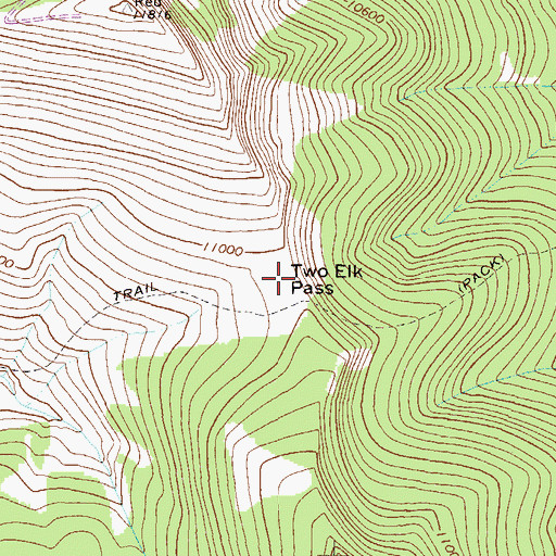 Topographic Map of Two Elk Pass, CO