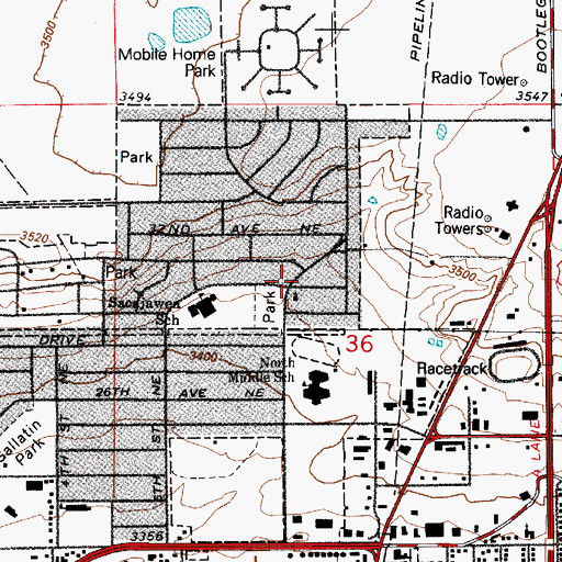 Topographic Map of Mountain View Lutheran Church, MT