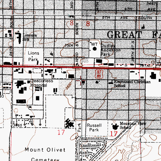Topographic Map of Victory Christian Center, MT