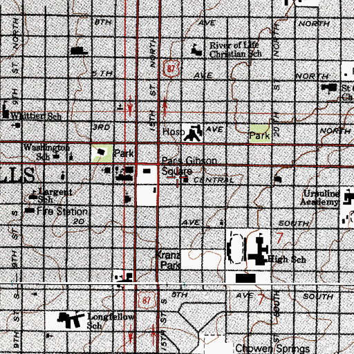 Topographic Map of Faith Center Foursquare Church, MT