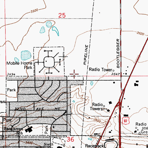 Topographic Map of Skyline Evangelical Church, MT