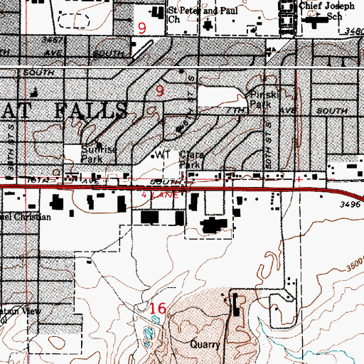 Topographic Map of First Alliance Church, MT