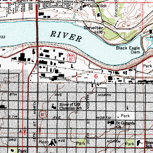 Topographic Map of Great Falls Christian Church, MT